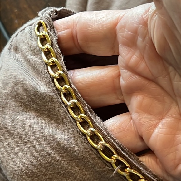 KUT FROM THE KLOTH Taupe Ruched Bodycon Midi Dress Chain Detail Size Medium - Picture 6 of 8